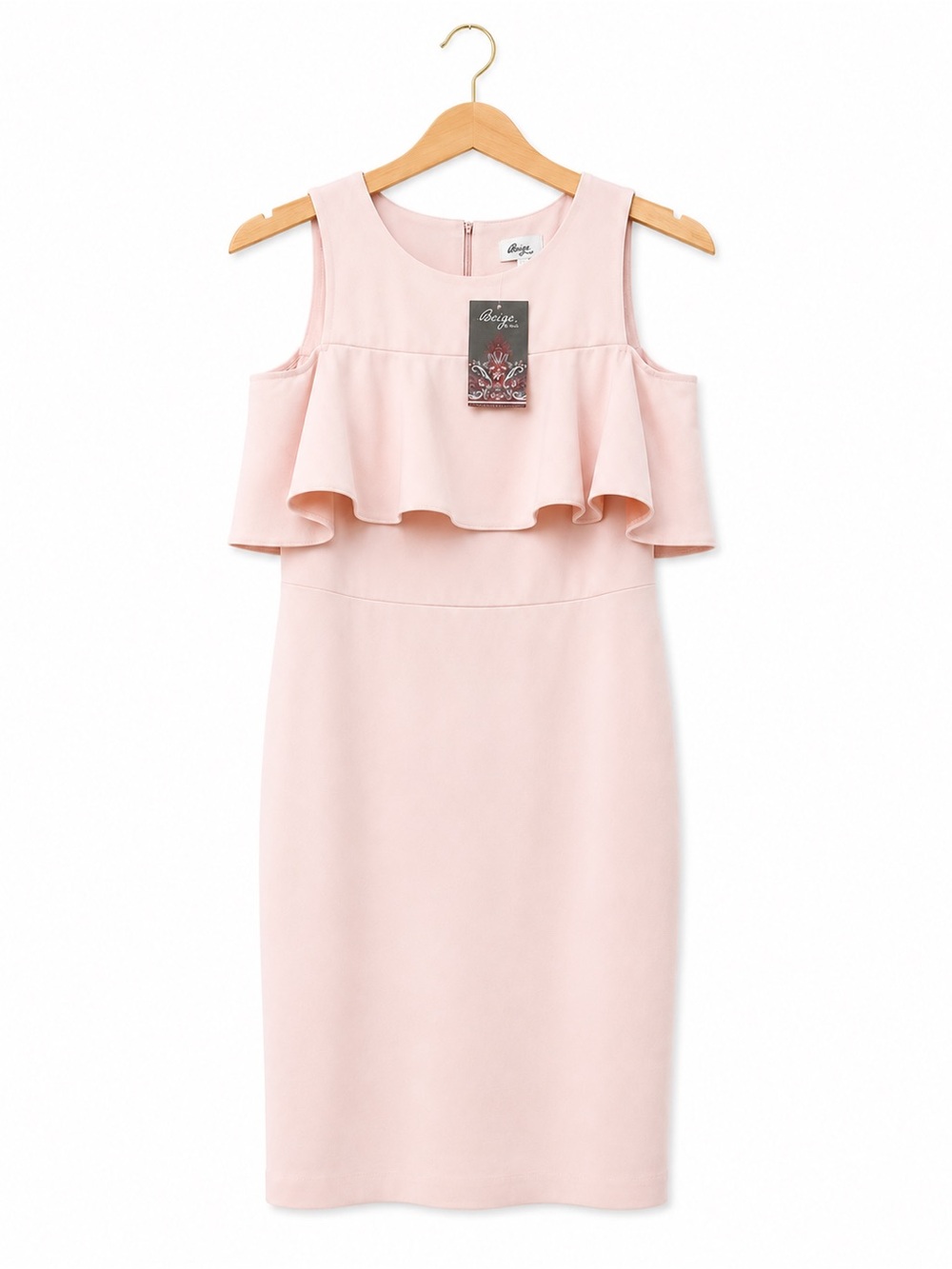 Beige by ECI Blush Pink Cold Shoulder Ruffle Sheath Dress NWT Size 8